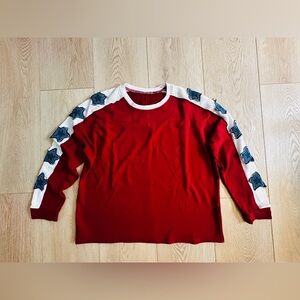 🇺🇸 RED WHITE & BLUE ❤️🤍💙 Patriotic Lightweight Oversized Distressed Sweatshirt 🤩